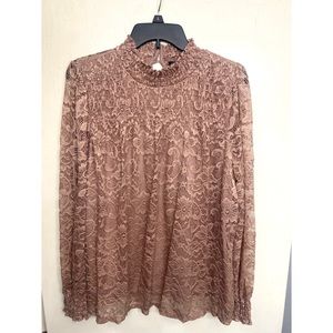NWT Lace Lined Mock Neck Blouse